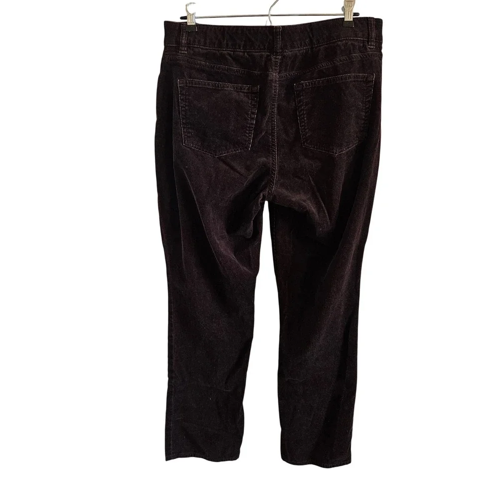 Chaps Womens Brown Corduroy Straight Leg Pants Size 12 Espresso Cotton Blend